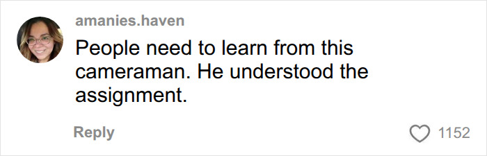 A comment praising the cameraman for capturing the viral World Cup moment. A comment praising the cameraman for capturing the viral World Cup moment.