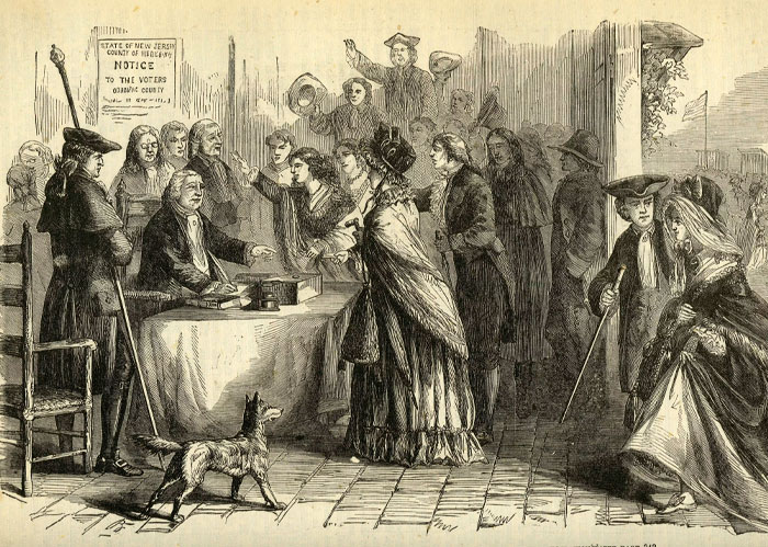 America: Historic illustration of people voting in Orange County, New Jersey.