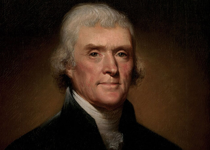 Portrait of Thomas Jefferson, an important figure in America's history, highlighting facts about America.