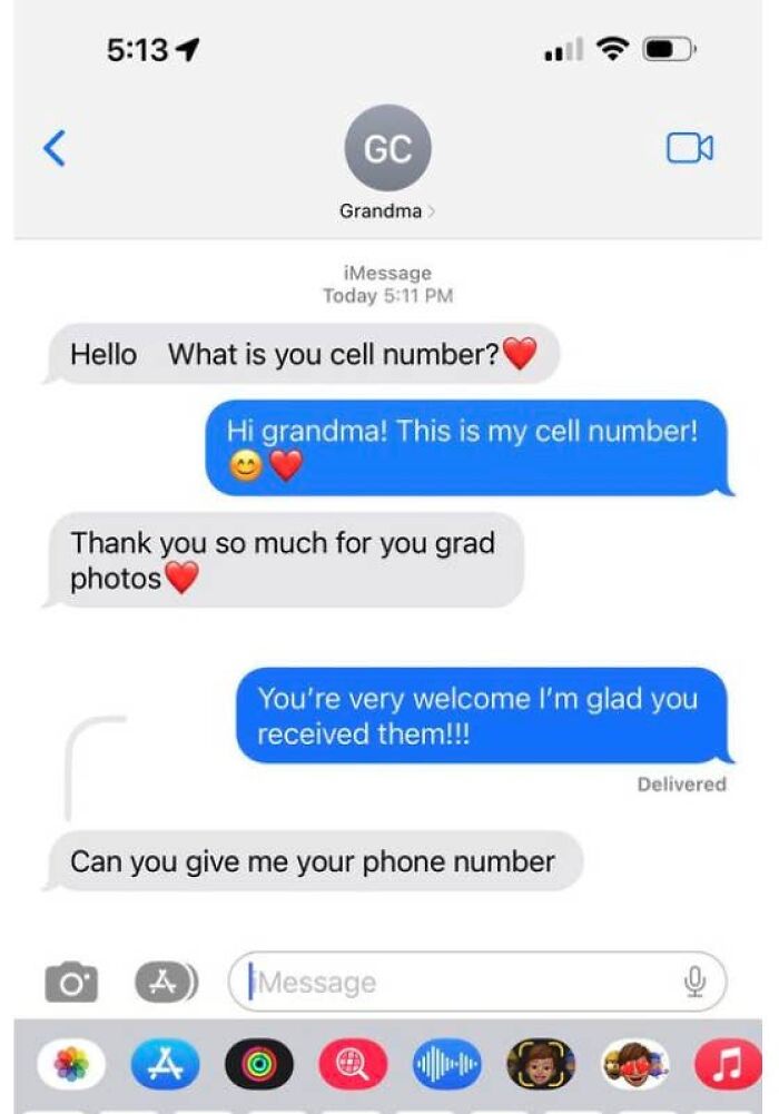A screenshot of a text message conversation where elderly people humorously keep asking for a cell number.