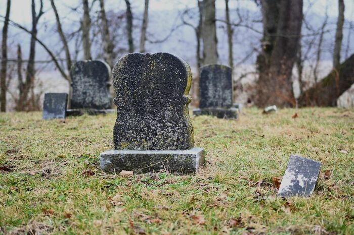 Old, mossy gravestones in a gloomy cemetery, illustrating somber facts people wish they could forget.