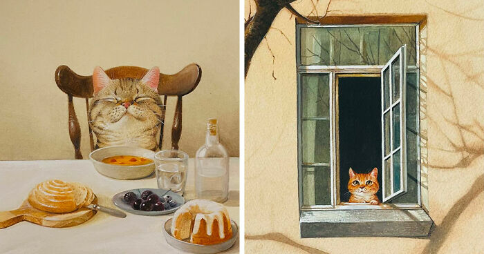 42 Charming Cat Illustrations By Ricky Wei Showing Felines Living Human Lives