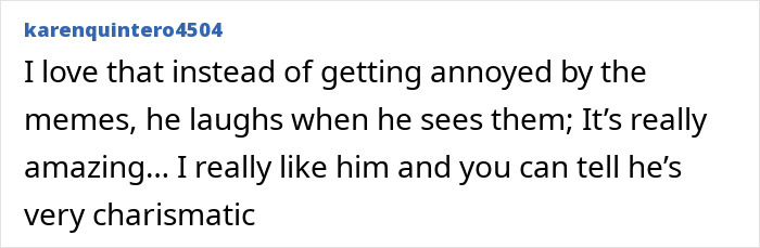 A comment expressing admiration for Erling Haaland laughing at memes about him, calling it amazing and charismatic.