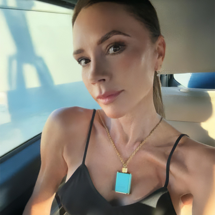 Victoria Beckham posing for a selfie, while husband David defends her World Cup behavior.