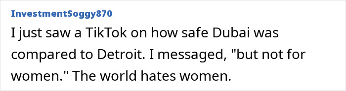 A comment about a model fighting for her life after a party attack, mentioning the safety of women. A comment about a model fighting for her life after a party attack, mentioning the safety of women.