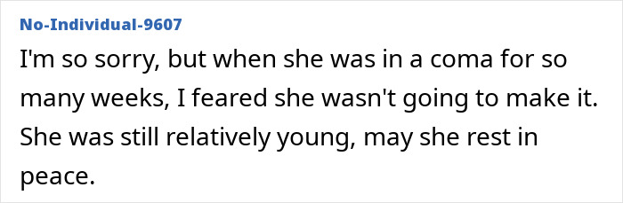 Screenshot of a comment from 'No-Individual-9607' conveying sorrow regarding Bonnie Tyler's medical emergency. Screenshot of a comment from 'No-Individual-9607' conveying sorrow regarding Bonnie Tyler's medical emergency.