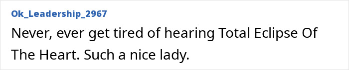 A fan enjoying Bonnie Tyler's Total Eclipse Of The Heart after her passing due to medical emergency. A fan enjoying Bonnie Tyler's Total Eclipse Of The Heart after her passing due to medical emergency.
