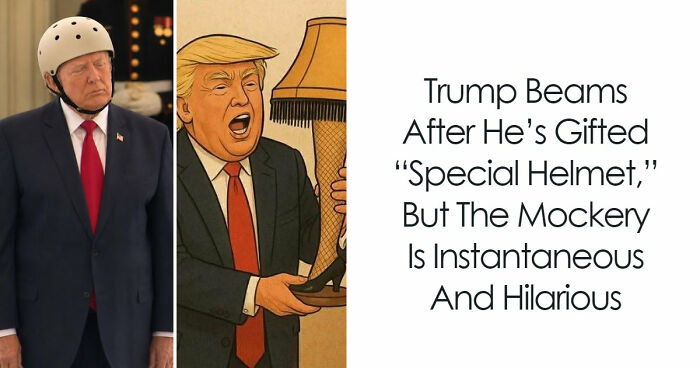 Trump Beams After He’s Gifted “Special Helmet,” But The Mockery Is Instantaneous And Hilarious