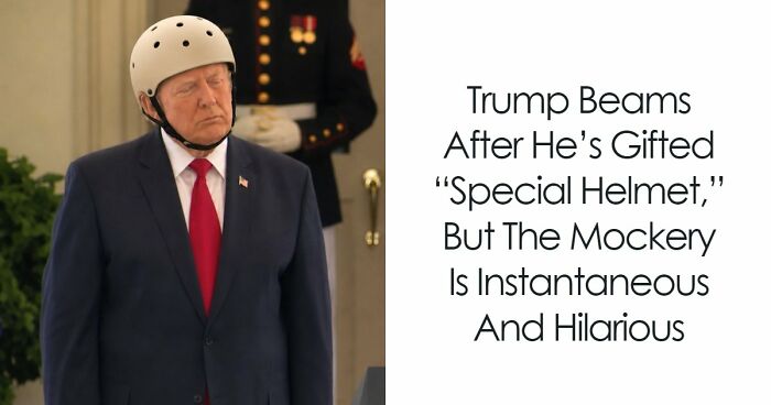 Trump Beams After He’s Gifted “Special Helmet,” But The Mockery Is Instantaneous And Hilarious