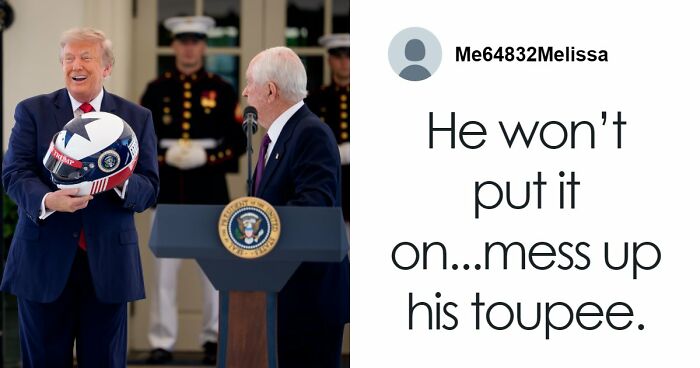 Trump Beams After He’s Gifted “Special Helmet,” But The Mockery Is Instantaneous And Hilarious