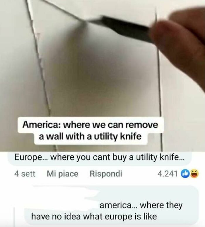 A screenshot showing a comment saying America has no idea what Europe is like, pointing to American confusion about Europe.