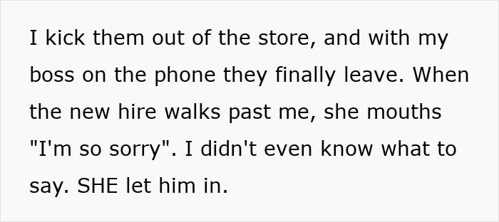 Slacking off at work: A text saying they kicked the dad out and the new hire apologized for the bullying claims. Slacking off at work: A text saying they kicked the dad out and the new hire apologized for the bullying claims.