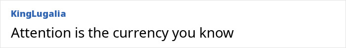 A comment from netizens about an influencer working out in a bikini, noting that attention is currency.