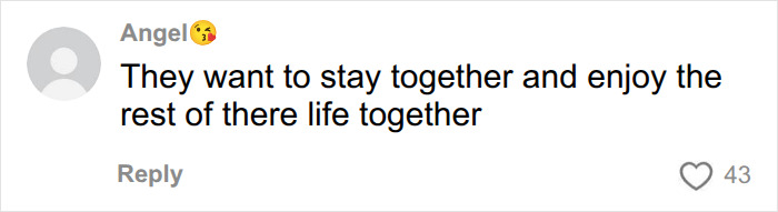 A comment supporting the elderly couple's desire to stay together and enjoy life after escaping the care home. A comment supporting the elderly couple's desire to stay together and enjoy life after escaping the care home.