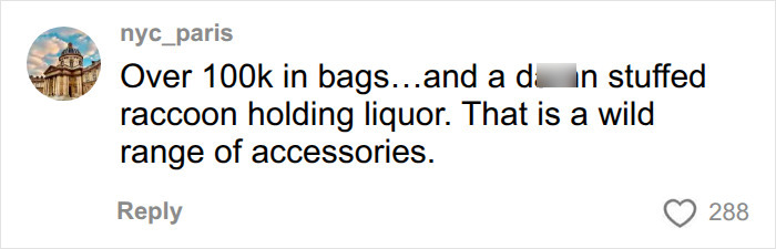 A social media comment about Erling Haaland having 100k in bags and a stuffed raccoon. A social media comment about Erling Haaland having 100k in bags and a stuffed raccoon.