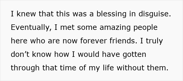 Text snippet about meeting amazing people and finding forever friends, a blessing in disguise after a man hides his baby.