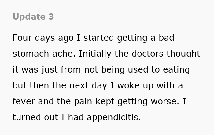 A teen's update on her health, experiencing appendicitis, escaping her controlling mom. A teen's update on her health, experiencing appendicitis, escaping her controlling mom.