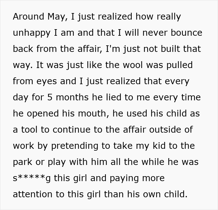 Screenshot of text revealing the manipulation a guy used on his pregnant wife after cheating. Screenshot of text revealing the manipulation a guy used on his pregnant wife after cheating.