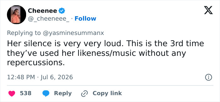 Screenshot of a tweet expressing fan disappointment with Taylor Swift's silence regarding Trump's trolling during her wedding. Screenshot of a tweet expressing fan disappointment with Taylor Swift's silence regarding Trump's trolling during her wedding.