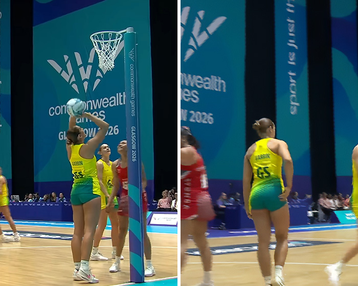 Female athletes in action, demonstrating how unusual uniforms can lead to mid-match wardrobe malfunctions.