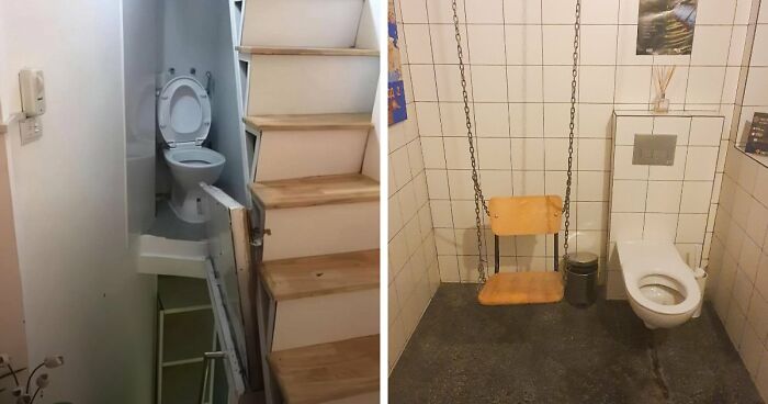 69 Terribly Designed Bathrooms That Might Make You Relieved That You Don’t Have To Use Them