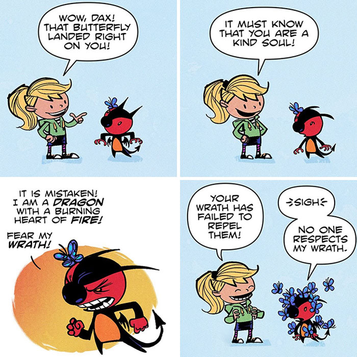 20 Wholesome Comics About A Girl And Her “Not-So-Adorable” Fire-Breathing Dragon By Steve Ogden