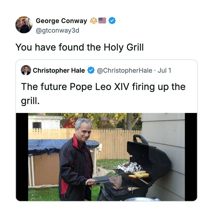 A man grilling outdoors, captioned as You Have Found The Holy Grill, sparking funny comments about the humorous situation.