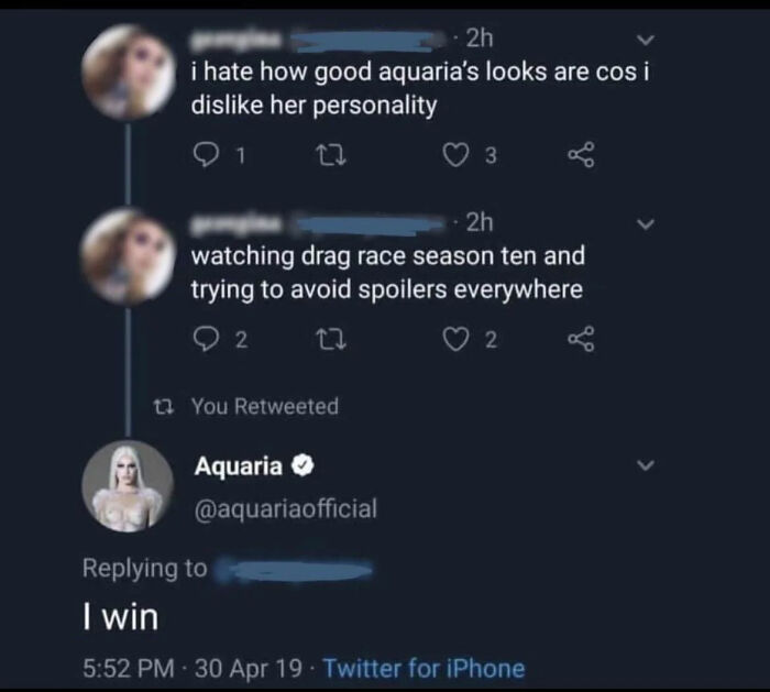 Aquaria responds I win to funny comments about her looks and personality, a viral tweet.