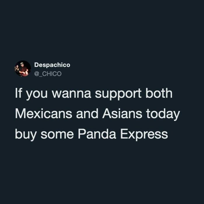A World Cup tweet by Despachico suggesting buying Panda Express to support Mexicans and Asians.