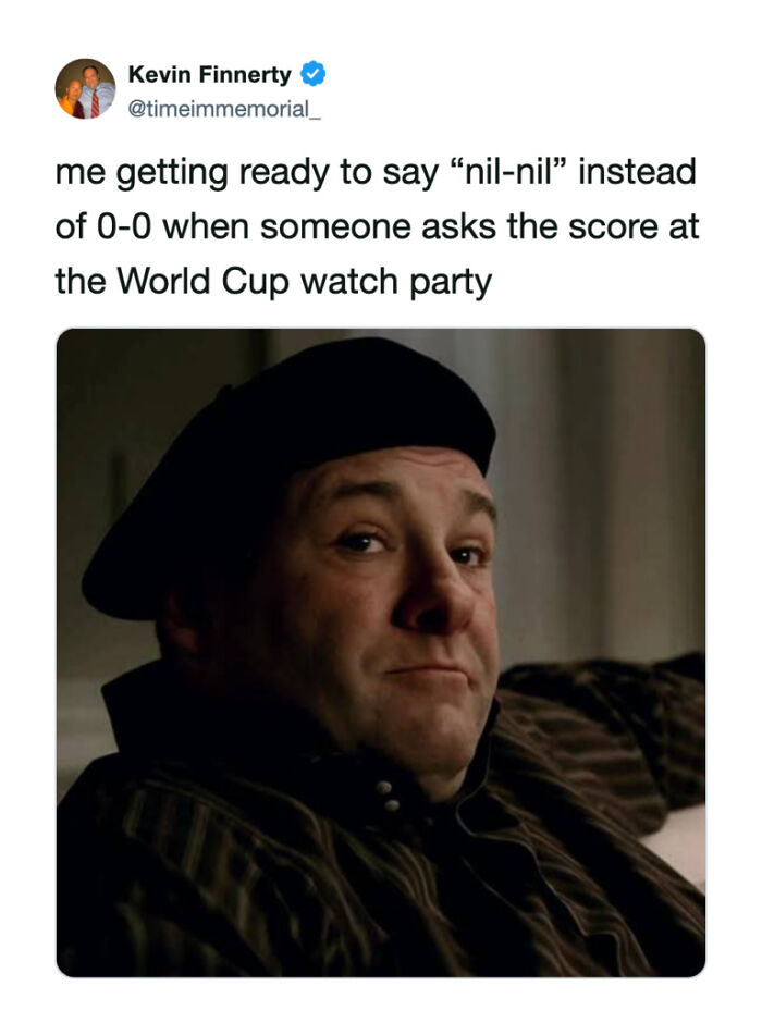 Funny World Cup meme featuring a man getting ready to say nil-nil, entertaining football fans.