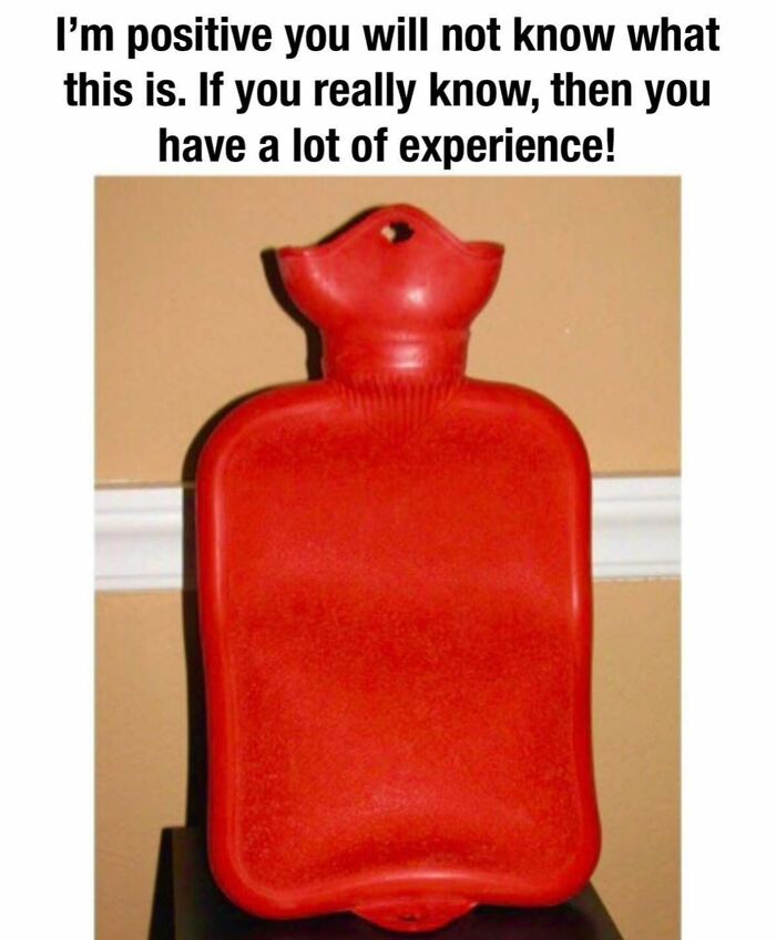 A Gen X meme featuring a classic red hot water bottle, unlocking forgotten memories for those with experience.