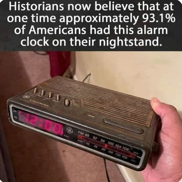 A hand holding a vintage alarm clock, triggering Gen X memories of retro tech.