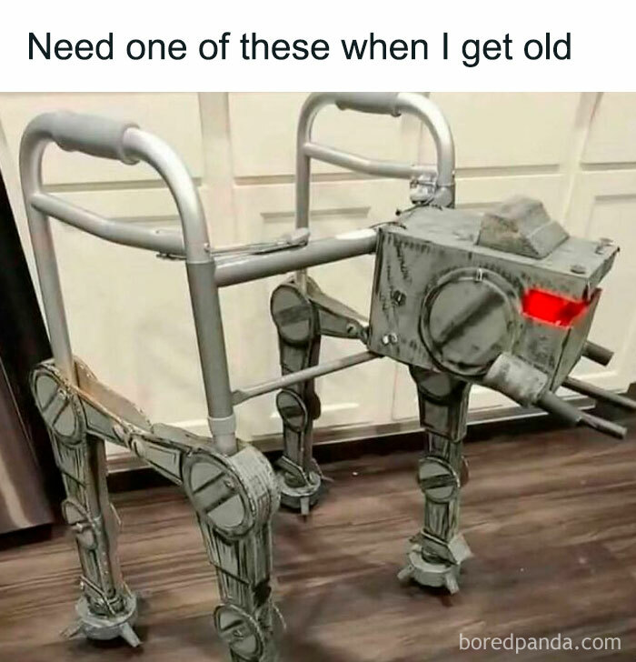 A walker modified to look like an AT-AT from Star Wars, a creative Gen X meme.