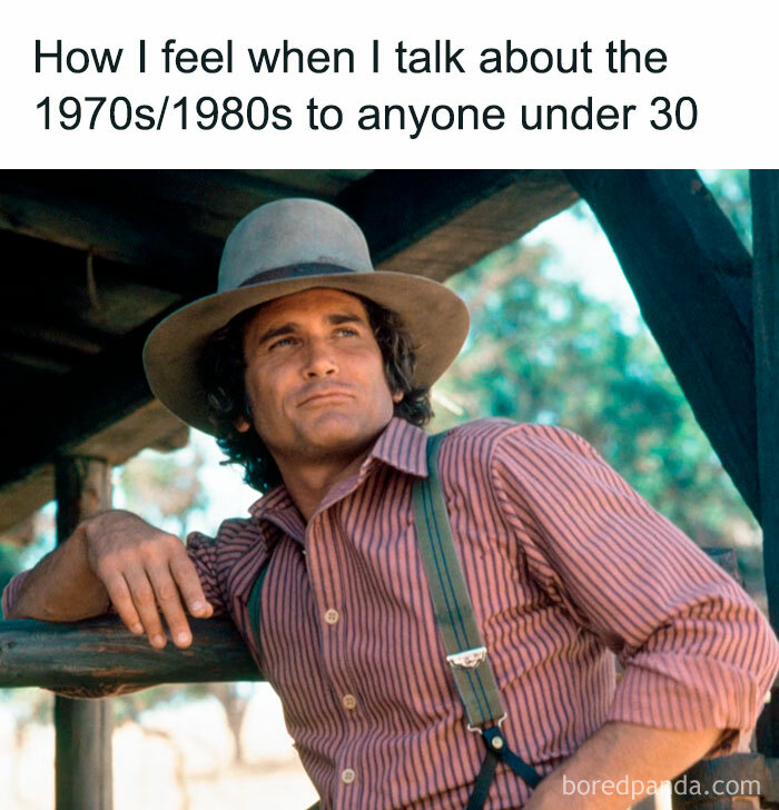 Gen X memes showing a man in a hat and suspenders, embodying a memory from the 1970s/1980s.