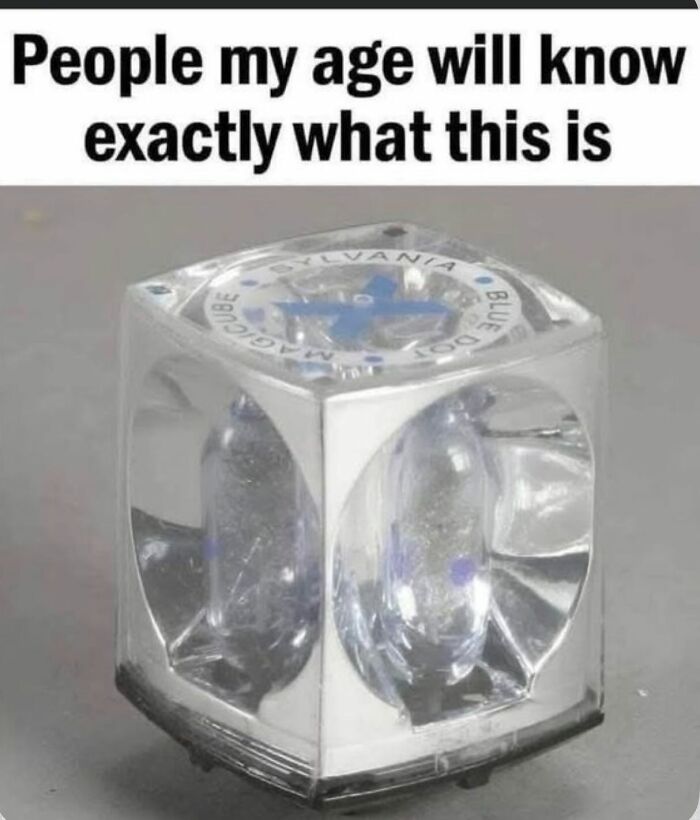 A close-up of a vintage Sylvania Magicube flashbulb. This Gen X meme is sure to unlock forgotten memories for many.