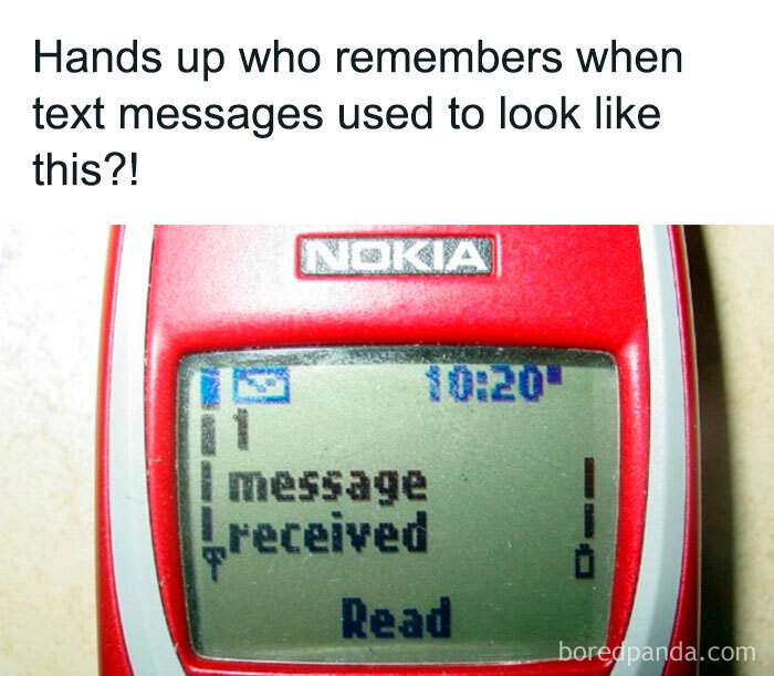 A Nokia phone screen displaying a message received, sparking Gen X memories.