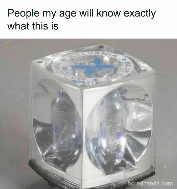 A close-up of a vintage Sylvania Magicube flashbulb. This Gen X meme is sure to unlock forgotten memories for many.