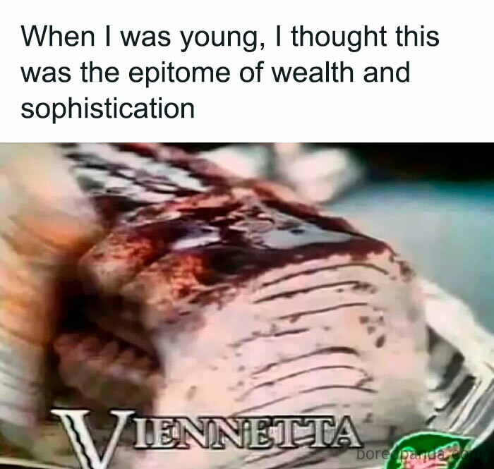 A Gen X meme showing a Viennetta ice cream cake, considered a sign of wealth and sophistication, a funny Gen X meme.