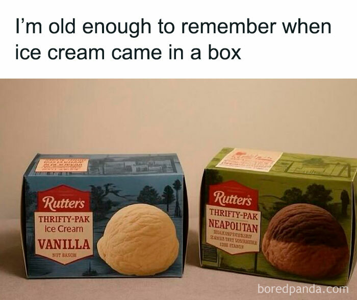 Two vintage Rutter's ice cream boxes, a clear Gen X memory of how ice cream was packaged.