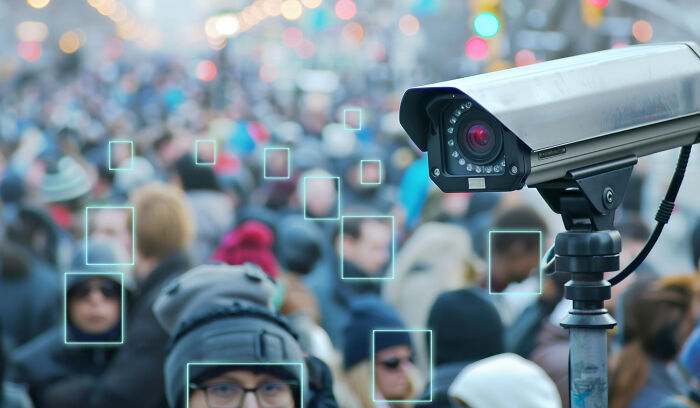 A security camera overlooking a crowd with facial recognition boxes, depicting common things that are far worse than we realize.
