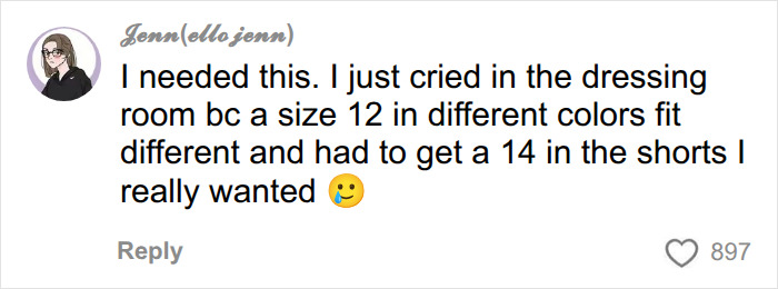 A comment on a viral dress experiment challenging clothing sizes: I needed this. I cried because a size 12 fit different in different colors. A comment on a viral dress experiment challenging clothing sizes: I needed this. I cried because a size 12 fit different in different colors.