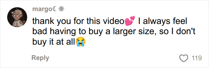 A comment on the viral dress experiment expressing sadness about buying larger clothing sizes and avoiding purchases. A comment on the viral dress experiment expressing sadness about buying larger clothing sizes and avoiding purchases.