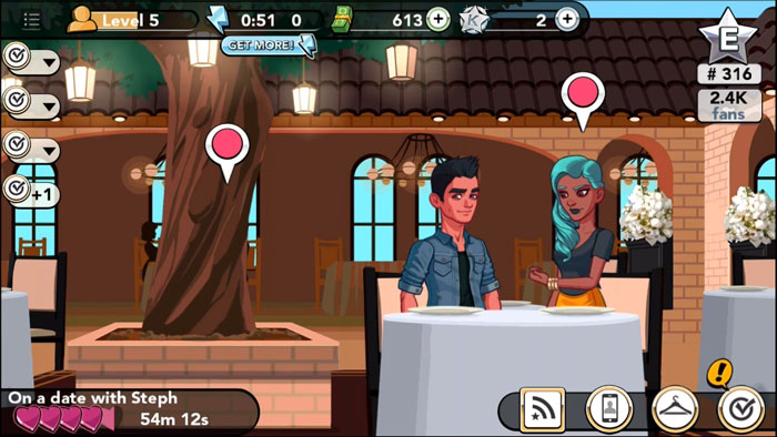A mobile game app screen showing two characters on a date, related to the story of a boyfriend deleting a phone app. A mobile game app screen showing two characters on a date, related to the story of a boyfriend deleting a phone app.