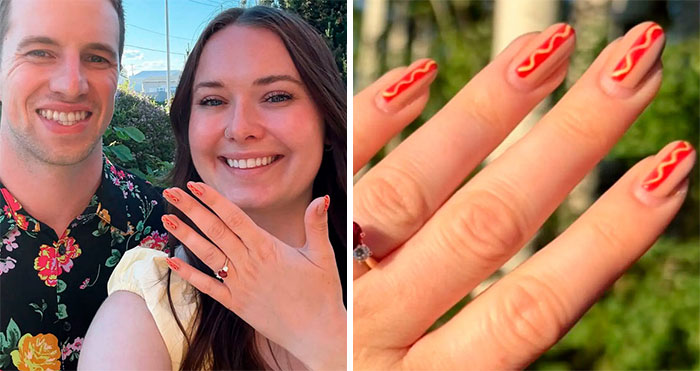 Woman Gets Engaged While Having Hot Dog Nails, Others Share Their Manicures To Make Her Feel Less Alone