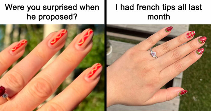 Woman Gets Engaged While Having Hot Dog Nails, Others Share Their Manicures To Make Her Feel Less Alone