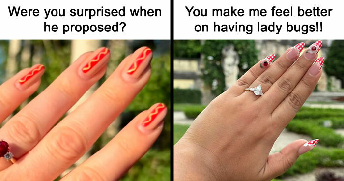 Woman Gets Engaged While Having Hot Dog Nails, Others Share Their Manicures To Make Her Feel Less Alone