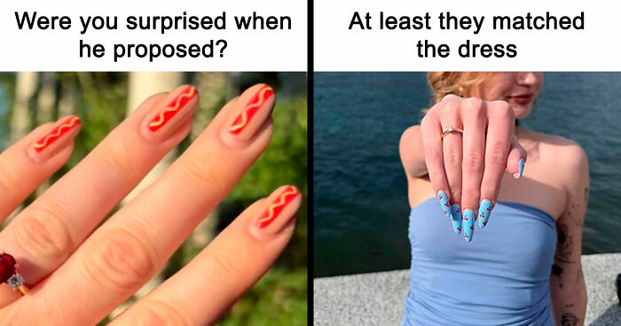Woman Gets Engaged While Having Hot Dog Nails, Others Share Their Manicures To Make Her Feel Less Alone