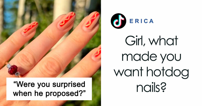 Woman Gets Engaged While Having Hot Dog Nails, Others Share Their Manicures To Make Her Feel Less Alone