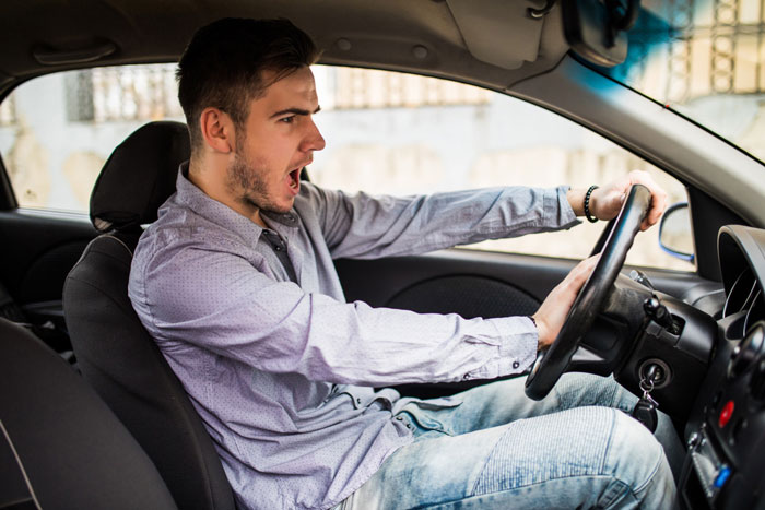 A frustrated house sitter honking the car horn, expressing anger over the crashed car incident.
