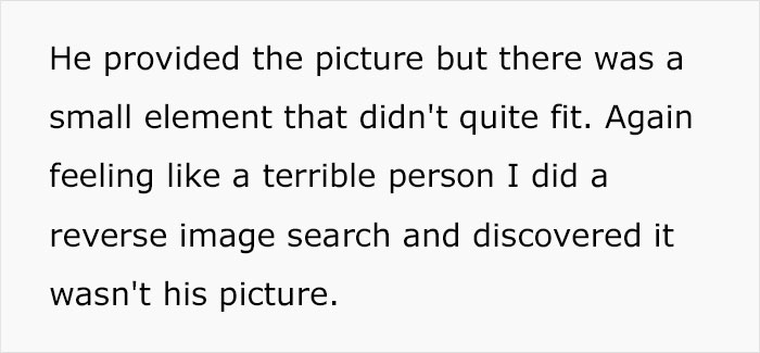A woman performs a reverse image search, realizing her husband is not who he says he is.